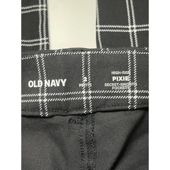 Old Navy High Rise Pixie Skinny Pants Pindot Black Windowpane Womens 2 Petite - Picture 4 of 7